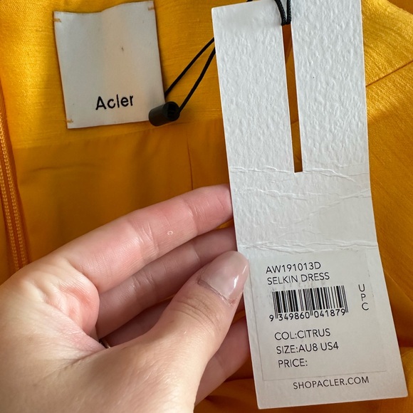 NWT Acler Selkin Off-the-shoulder Linen-blend Mini Sheath Dress In Citrus - Picture 5 of 7